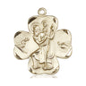 14kt Solid Gold St Christopher Patron Saint Medal Pendant 1 x 7/8 inch Handcrafted by Bliss