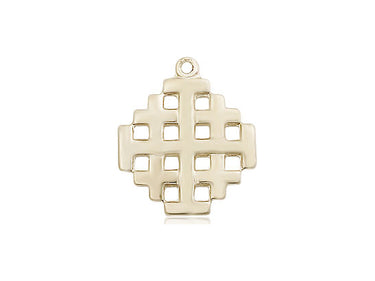 14kt Solid Gold Jerusalem Cross Pendant Medium Size 3/4 x 5/8 inches Handcrafted by Bliss Manufacturing