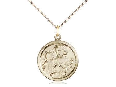 14kt Gold Filled St. Joseph Patron Saint Medal Necklace 7/8x3/4 Medium on 18 Inch Chain by Bliss