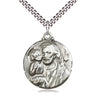Sterling silver St. Joseph patron saint medal necklace 1-1/8 x 7/8 inches with 24 inch chain by Bliss Manufacturing