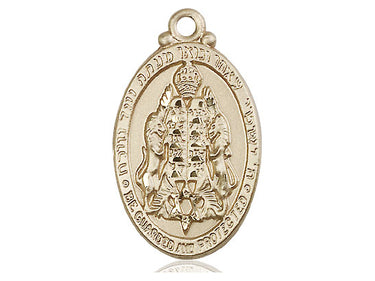 14kt solid gold Jewish Protection medal pendant 1 1/8 x 5/8 inches handcrafted by Bliss Manufacturing