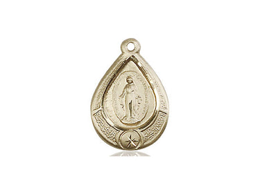 14kt Solid Gold Miraculous Medal Pendant 3/4 x 1/2 inches handcrafted by Bliss USA