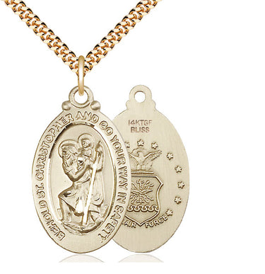 14kt gold filled St. Christopher pendant necklace with 24 inch curb chain by Bliss Manufacturing