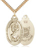 14kt Gold Filled St. Christopher Medal Necklace 1 and 1/8 by 5/8 inches with 24 inch chain USA made by Bliss Manufacturing