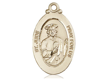 14kt Solid Gold St. Jude Patron Saint Medal Pendant 1 1/8 x 5/8 inches handcrafted by Bliss