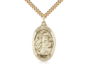 14kt Gold Filled St. Joseph Patron Saint Medal Necklace 1 1/8 x 5/8 inches with 24 inch chain by Bliss