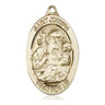 14kt solid gold St. Joseph patron saint medal pendant 1 1/8 inch by 5/8 inch handcrafted by Bliss
