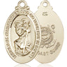 14kt Solid Gold St Christopher Coast Guard Medal 1-1/4x5/8 inch large pendant by Bliss