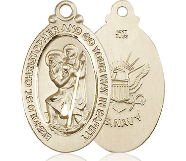 14kt Solid Gold Large St. Christopher Medal Pendant 1.25 x 0.625 inches handcrafted by Bliss USA