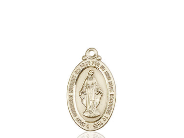 14kt Solid Gold Miraculous Medal Pendant 1 1/8 x 5/8 inches handcrafted by Bliss Manufacturing