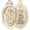 14kt solid gold large St. Michael Air Force medal pendant 1-1/4 x 5/8 inch by Bliss