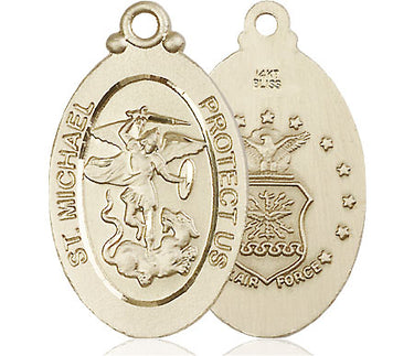 14kt solid gold large St. Michael Air Force medal pendant 1-1/4 x 5/8 inch by Bliss