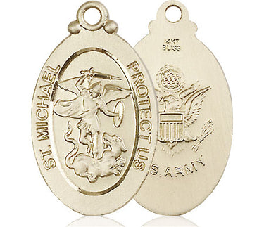 14kt Solid Gold St. Michael Archangel Army Medal Pendant 1 1/8 x 5/8 Handcrafted by Bliss USA