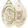 14kt solid gold St. Michael Coast Guard medal pendant, 1.25 x 0.625 inches, handcrafted by Bliss