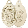 14kt Solid Gold Large St. Michael Navy Medal Pendant 1.25 x 0.625 inches handcrafted by Bliss