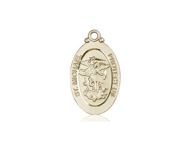 14kt Solid Gold St. Michael the Archangel medal pendant 1-1/8x5/8 inch handcrafted by Bliss Manufacturing