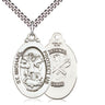 Sterling Silver Medium St. Michael National Guard Medal Necklace 1.125 x 0.625 inches 24 inch chain Bliss