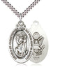 Sterling Silver St. Christopher Patron Saint Medal Necklace 1 1/8 x 5/8 inches with 24 inch Chain by Bliss