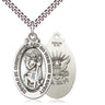 Sterling Silver St Christopher Patron Saint Medal Necklace 1 1/8 inch pendant with 24 inch chain by Bliss