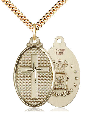 Large 14kt Gold Filled Cross Army Pendant Necklace 1 1/4 x 5/8 inches with 24 inch chain by Bliss
