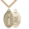 14kt gold filled large Coast Guard cross necklace with 24 inch curb chain handmade in USA by Bliss Manufacturing