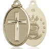 14kt Solid Gold Large Catholic Cross Army Medal Pendant 1.25 inches Handcrafted by Bliss Manufacturing USA