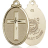14kt solid gold cross Coast Guard medal pendant, 1.25 x 0.625 inches, handcrafted by Bliss