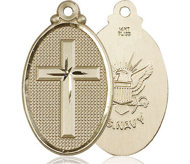 14kt Solid Gold Large Cross Navy Medal Pendant 1 1/4 x 5/8 inches handcrafted by Bliss
