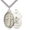 Sterling Silver Cross Army Pendant Necklace 1 1/4 x 5/8 inches with 24 inch Chain by Bliss