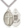 Sterling Silver Large Coast Guard Cross Necklace with 24 inch Chain by Bliss Manufacturing