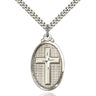 Large Sterling Silver Cross Necklace 1 1/4 inch by 5/8 inch with 24 inch Chain Handcrafted USA by Bliss Manufacturing