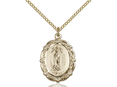 14kt gold filled Our Lady of Guadalupe medal necklace 7/8 inch pendant with 18 inch chain by Bliss