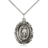 Sterling silver Miraculous Medal necklace with 7/8 inch medium pendant on 18 inch chain by Bliss
