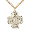 14kt Gold Filled Irish Shamrock Pendant Necklace 1 x 7/8 inches on 24-inch Chain by Bliss Manufacturing