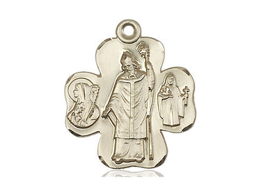 14kt Solid Gold Irish Shamrock Celtic Medal Pendant 1 x 7/8 Handcrafted by Bliss Manufacturing USA