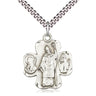 Sterling silver Irish shamrock pendant necklace 1 inch x 7/8 inch with 24 inch chain handcrafted by Bliss Manufacturing USA