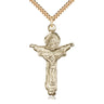 14kt Gold Filled Large Trinity Crucifix Necklace 1 3/4 x 1 inch pendant with 24 inch curb chain by Bliss
