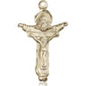 14kt Solid Gold Large Trinity Crucifix Medal 1 3/4 inch by 1 inch handcrafted by Bliss Manufacturing USA