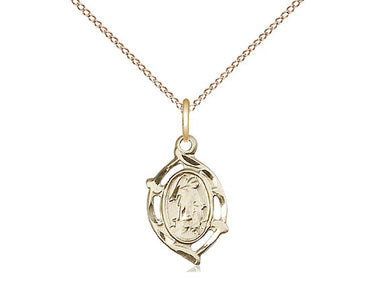 14kt Gold Filled Small Guardian Angel Necklace 5/8 inch pendant with 18 inch curb chain by Bliss