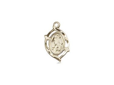 14kt Solid Gold Small Guardian Angel Medal Pendant 5/8 inch by Bliss Manufacturing