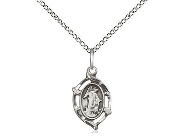 Small Sterling Silver Guardian Angel Medal Necklace 5/8 x 3/8 inches with 18 inch chain handcrafted by Bliss