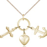 Gold Filled Large Faith Hope Charity Catholic Necklace 1 3/8 x 1 5/8 Pendant 18 Inch Chain Bliss