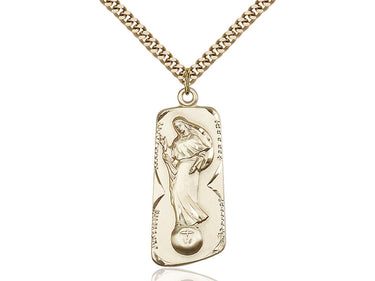 Large Gold Filled Our Lady of Mental Peace Medal Necklace 1 3/8 inch pendant on 24 inch chain by Bliss