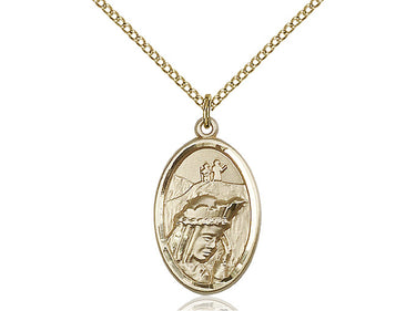 14kt Gold Filled Our Lady of La Salette Medal Necklace Medium 7/8 x 1/2 inches with 18 inch chain by Bliss