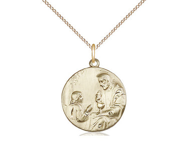 14kt Gold Filled St. Christopher Patron Saint Medal Necklace 3/4 inch by 5/8 inch on 18 inch Chain Bliss USA