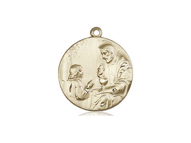 14kt Solid Gold St Christopher Medal Pendant 3/4 inch Medium Bliss USA Handcrafted