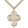 14kt Gold Filled Large Catholic 5-Way Medal Necklace 1 1/4 x 1 with 24 inch chain by Bliss