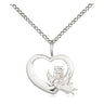 Small Sterling Silver Guardian Angel Heart Pendant Necklace 1/2 x 5/8 on 18 inch chain handcrafted by Bliss
