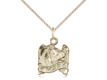 14kt Gold Filled St. Mark Patron Saint Medal Necklace 5/8 x 1/2 inches with 18 inch chain by Bliss