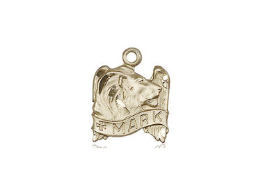 14kt solid gold St. Mark medal pendant, small 5/8 x 1/2 inch, handcrafted by Bliss Manufacturing USA